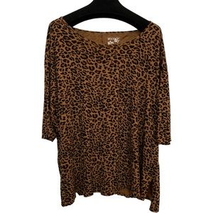 Leopard Terra & Sky Short Sleeve Tunic T - Plus Size 5X [Size 32-34]